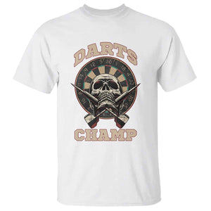 Darts Player Champion T Shirt Skull Dartboard Retro Style TS12 White Print Your Wear