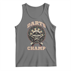 Darts Player Champion Tank Top Skull Dartboard Retro Style TS12 Black Heather Print Your Wear