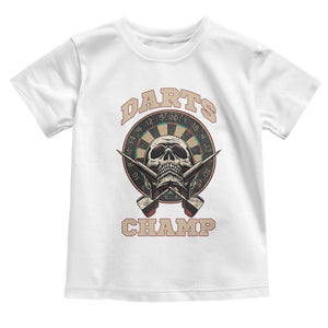 Darts Player Champion Toddler T Shirt Skull Dartboard Retro Style TS12 White Print Your Wear