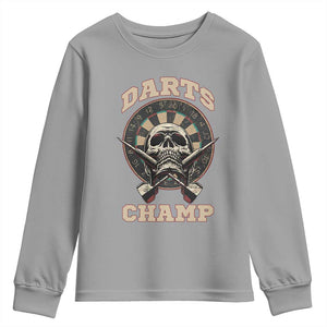 Darts Player Champion Youth Sweatshirt Skull Dartboard Retro Style TS12 Sport Gray Print Your Wear