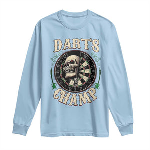 Skull Dartboard Retro Vintage Long Sleeve Shirt Darts Player Champion Gift TS12 Light Blue Print Your Wear