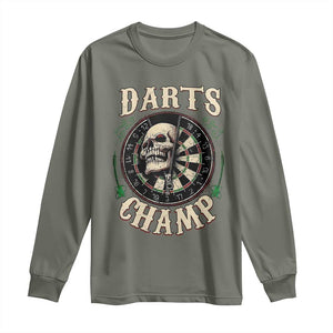 Skull Dartboard Retro Vintage Long Sleeve Shirt Darts Player Champion Gift TS12 Military Green Print Your Wear