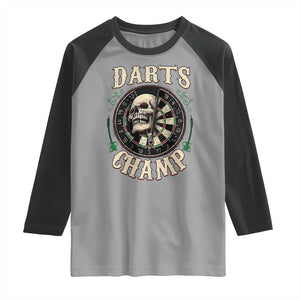 Skull Dartboard Retro Vintage Raglan Shirt Darts Player Champion Gift TS12 Sport Gray Black Print Your Wear