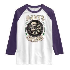 Skull Dartboard Retro Vintage Raglan Shirt Darts Player Champion Gift TS12 White Purple Print Your Wear