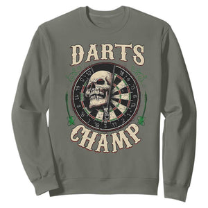 Skull Dartboard Retro Vintage Sweatshirt Darts Player Champion Gift TS12 Military Green Print Your Wear