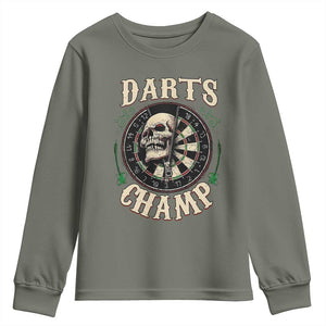 Skull Dartboard Retro Vintage Youth Sweatshirt Darts Player Champion Gift TS12 Military Green Print Your Wear