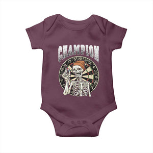 Gothic Skull Dart Master Baby Onesie Funny Skeleton Dartboard Champion Gift TS12 Maroon Print Your Wear