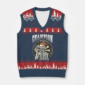 Gothic Skull Dart Master V-Neck Knit Sweater Vest Funny Skeleton Dartboard Champion Gift TS12 Navy Red Print Your Wear