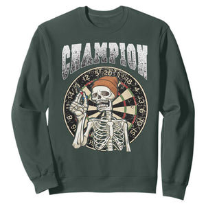 Gothic Skull Dart Master Sweatshirt Funny Skeleton Dartboard Champion Gift TS12 Dark Forest Green Print Your Wear