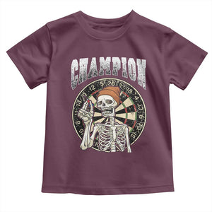 Gothic Skull Dart Master Toddler T Shirt Funny Skeleton Dartboard Champion Gift TS12 Maroon Print Your Wear