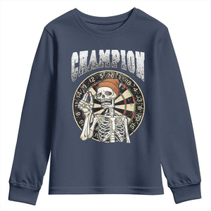 Gothic Skull Dart Master Youth Sweatshirt Funny Skeleton Dartboard Champion Gift TS12 Navy Print Your Wear