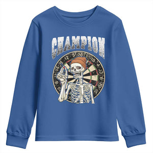 Gothic Skull Dart Master Youth Sweatshirt Funny Skeleton Dartboard Champion Gift TS12 Royal Blue Print Your Wear