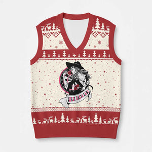 Funny Crazy Darts Lady V-Neck Knit Sweater Vest Coolest Girls Play Darts TS12 Beige Red Print Your Wear