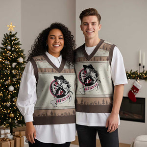 Funny Crazy Darts Lady V-Neck Knit Sweater Vest Coolest Girls Play Darts TS12 Mocha Mousse Print Your Wear