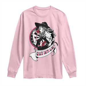 Funny Crazy Darts Lady Long Sleeve Shirt Coolest Girls Play Darts TS12 Light Pink Print Your Wear