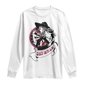 Funny Crazy Darts Lady Long Sleeve Shirt Coolest Girls Play Darts TS12 White Print Your Wear