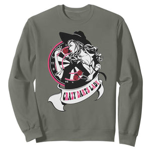 Funny Crazy Darts Lady Sweatshirt Coolest Girls Play Darts TS12 Military Green Print Your Wear
