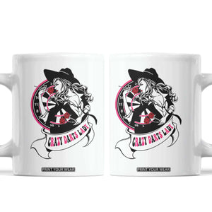 Funny Crazy Darts Lady Coffee Mug Coolest Girls Play Darts TS12 White Print Your Wear