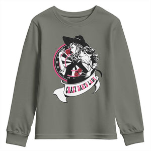 Funny Crazy Darts Lady Youth Sweatshirt Coolest Girls Play Darts TS12 Military Green Print Your Wear