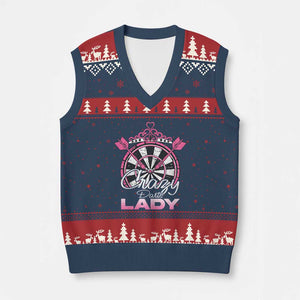 Crazy Darts Lady V-Neck Knit Sweater Vest Funny Pub Game Gift For Women TS12 Navy Red Print Your Wear