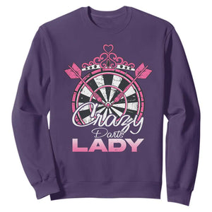 Crazy Darts Lady Sweatshirt Funny Pub Game Gift For Women TS12 Purple Print Your Wear