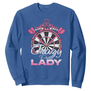 Crazy Darts Lady Sweatshirt Funny Pub Game Gift For Women TS12 Royal Blue Print Your Wear