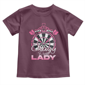 Crazy Darts Lady Toddler T Shirt Funny Pub Game Gift For Women TS12 Maroon Print Your Wear