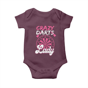 Crazy Darts Lady Bullseye Dart Shooting Baby Onesie Female Dartist Gift TS12 Maroon Print Your Wear