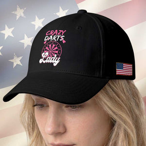 Crazy Darts Lady Bullseye Dart Shooting Baseball Cap Female Dartist Gift TS12 Print Your Wear