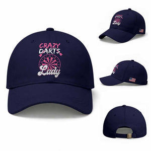 Crazy Darts Lady Bullseye Dart Shooting Baseball Cap Female Dartist Gift TS12 Baseball Cap Universal Fit Dark Blue Print Your Wear