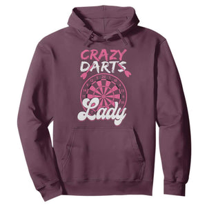 Crazy Darts Lady Bullseye Dart Shooting Hoodie Female Dartist Gift TS12 Maroon Print Your Wear