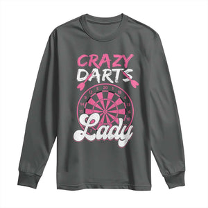 Crazy Darts Lady Bullseye Dart Shooting Long Sleeve Shirt Female Dartist Gift TS12 Dark Heather Print Your Wear