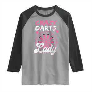 Crazy Darts Lady Bullseye Dart Shooting Raglan Shirt Female Dartist Gift TS12 Sport Gray Black Print Your Wear