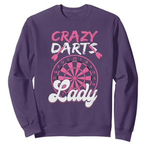 Crazy Darts Lady Bullseye Dart Shooting Sweatshirt Female Dartist Gift TS12 Purple Print Your Wear