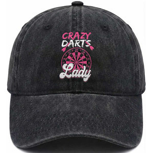 Crazy Darts Lady Bullseye Dart Shooting Washed Cotton Baseball Cap Female Dartist Gift TS12 Print Your Wear