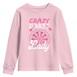 Crazy Darts Lady Bullseye Dart Shooting Youth Sweatshirt Female Dartist Gift TS12 Light Pink Print Your Wear