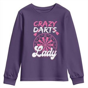 Crazy Darts Lady Bullseye Dart Shooting Youth Sweatshirt Female Dartist Gift TS12 Purple Print Your Wear