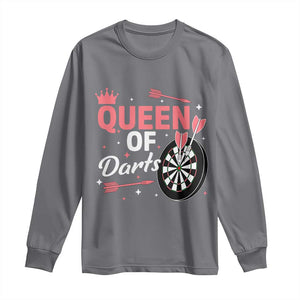 Queen Of Darts Bullseye Shooter Long Sleeve Shirt Female Dartist Gift TS12 Charcoal Print Your Wear