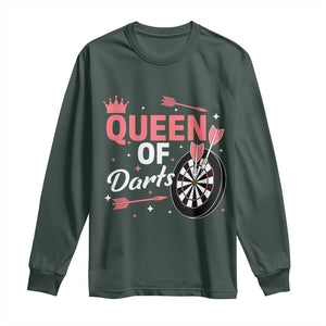Queen Of Darts Bullseye Shooter Long Sleeve Shirt Female Dartist Gift TS12 Dark Forest Green Print Your Wear
