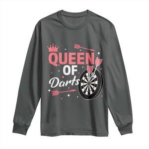 Queen Of Darts Bullseye Shooter Long Sleeve Shirt Female Dartist Gift TS12 Dark Heather Print Your Wear