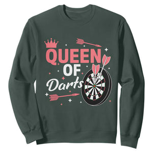 Queen Of Darts Bullseye Shooter Sweatshirt Female Dartist Gift TS12 Dark Forest Green Print Your Wear