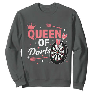 Queen Of Darts Bullseye Shooter Sweatshirt Female Dartist Gift TS12 Dark Heather Print Your Wear