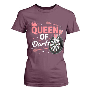 Queen Of Darts Bullseye Shooter T Shirt For Women Female Dartist Gift TS12 Maroon Print Your Wear