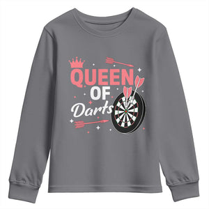 Queen Of Darts Bullseye Shooter Youth Sweatshirt Female Dartist Gift TS12 Charcoal Print Your Wear