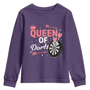 Queen Of Darts Bullseye Shooter Youth Sweatshirt Female Dartist Gift TS12 Purple Print Your Wear