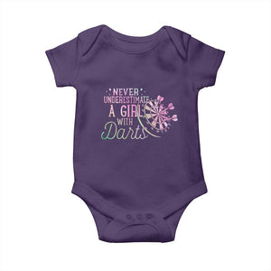 Never Underestimate A Girl With Dart Baby Onesie Sports Lover Gift TS12 Purple Print Your Wear