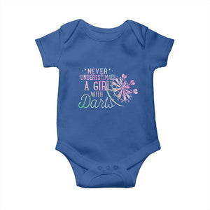 Never Underestimate A Girl With Dart Baby Onesie Sports Lover Gift TS12 Royal Blue Print Your Wear