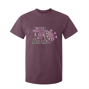 Never Underestimate A Girl With Dart T Shirt For Kid Sports Lover Gift TS12 Maroon Print Your Wear