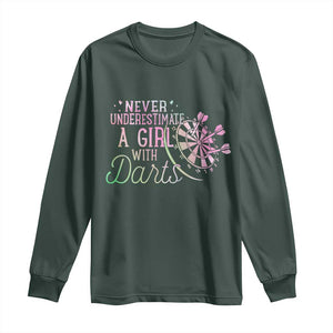 Never Underestimate A Girl With Dart Long Sleeve Shirt Sports Lover Gift TS12 Dark Forest Green Print Your Wear