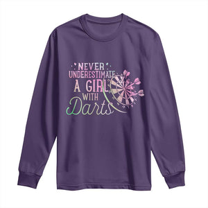 Never Underestimate A Girl With Dart Long Sleeve Shirt Sports Lover Gift TS12 Purple Print Your Wear
